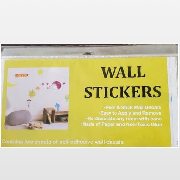 New Wall Sticker Home Decals Easy Peal & Stick Space Star Moon Sun Kids Room Fun - Picture 2 of 5